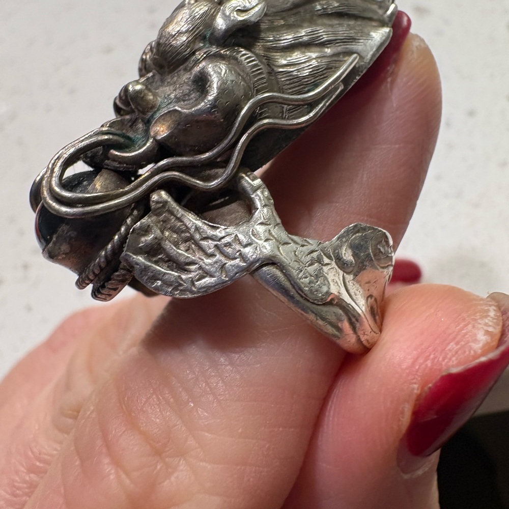 Sterling Silver Dragon Statement Ring - image 3